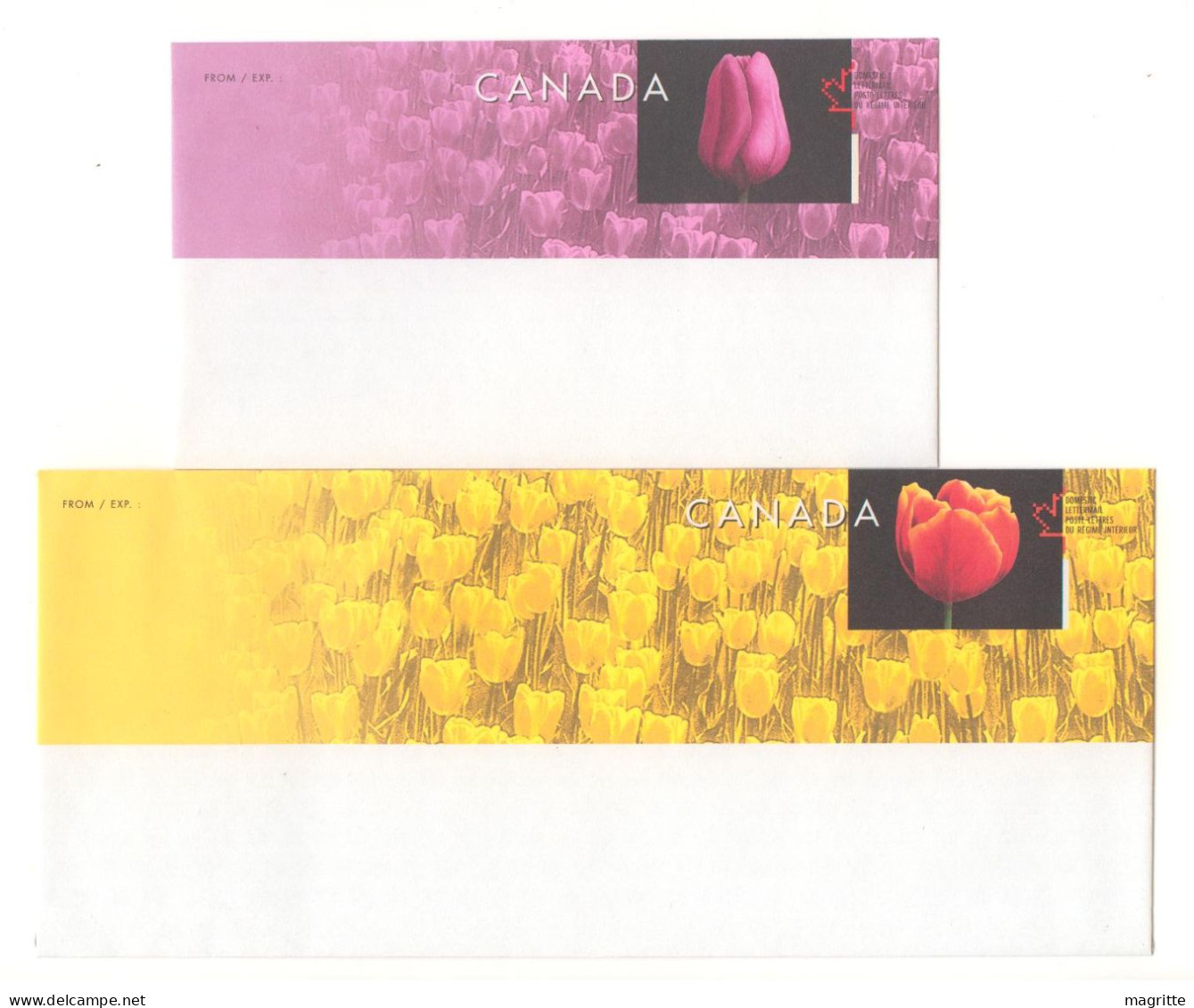 Canada 2 Entiers Tulipes Tulipe Enveloppe Entier Canada 2 Stationery Covers Tulip Tulips - Autres & Non Classés