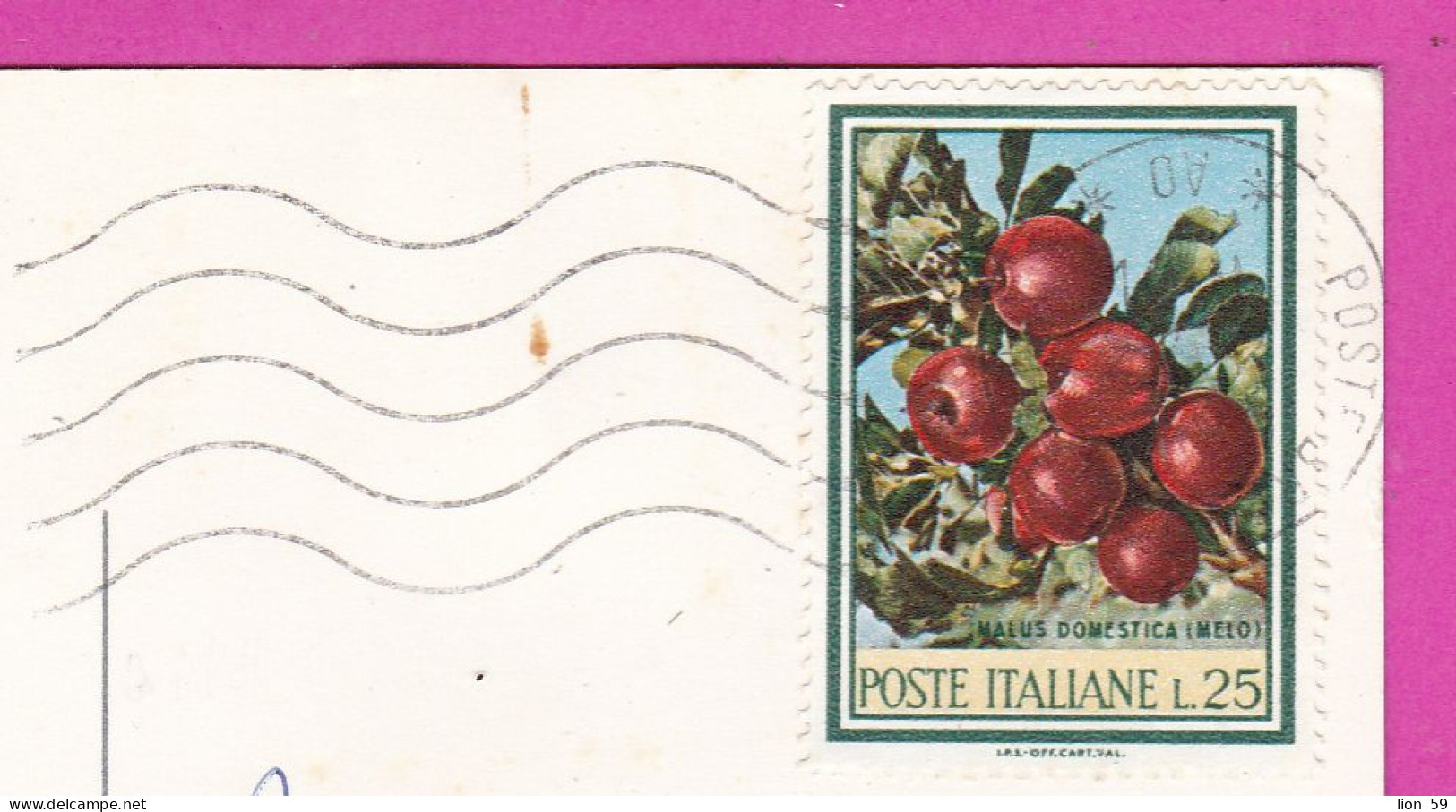 294051 / Italy - Valle D'Aosta - Il Monte Cervino M. 4484 Sue Ardite Fun PC 1968 USED  25 L Fruits Malus Domestica Apple - 1961-70: Marcofilia