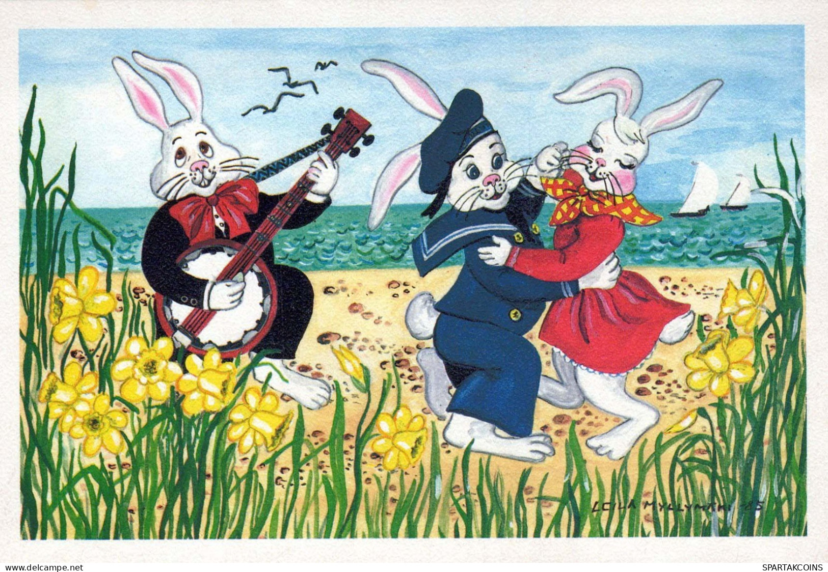 PASQUA CONIGLIO Vintage Cartolina CPSM #PBO573.A - Easter