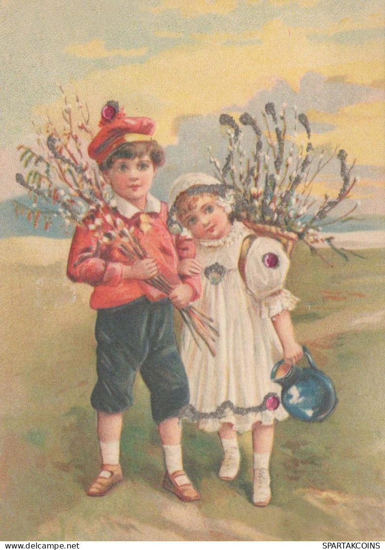 OSTERN KINDER Vintage Ansichtskarte Postkarte CPSM #PBO315.A - Easter
