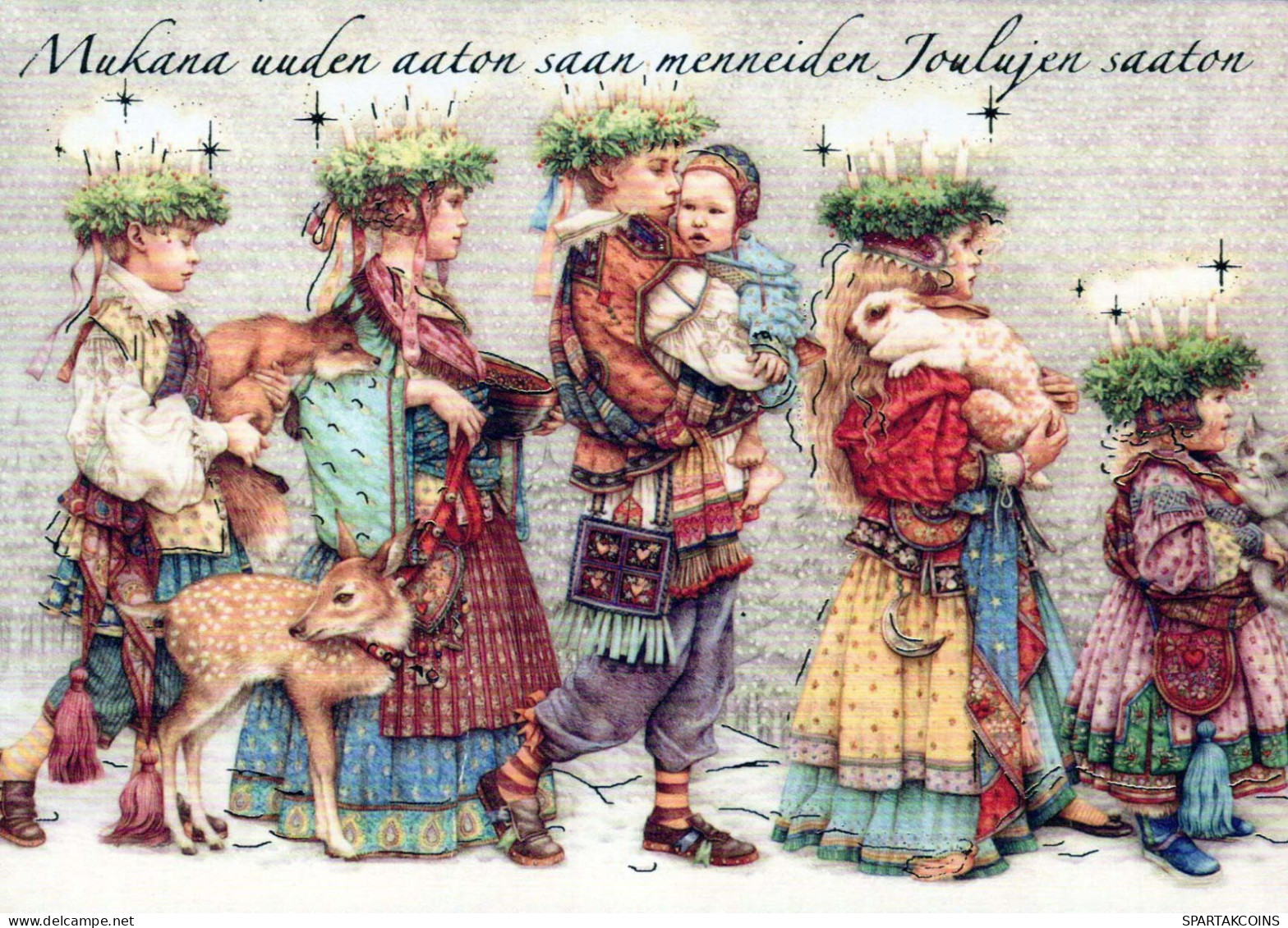 Feliz Año Navidad NIÑOS Vintage Tarjeta Postal CPSM #PBM315.A - New Year