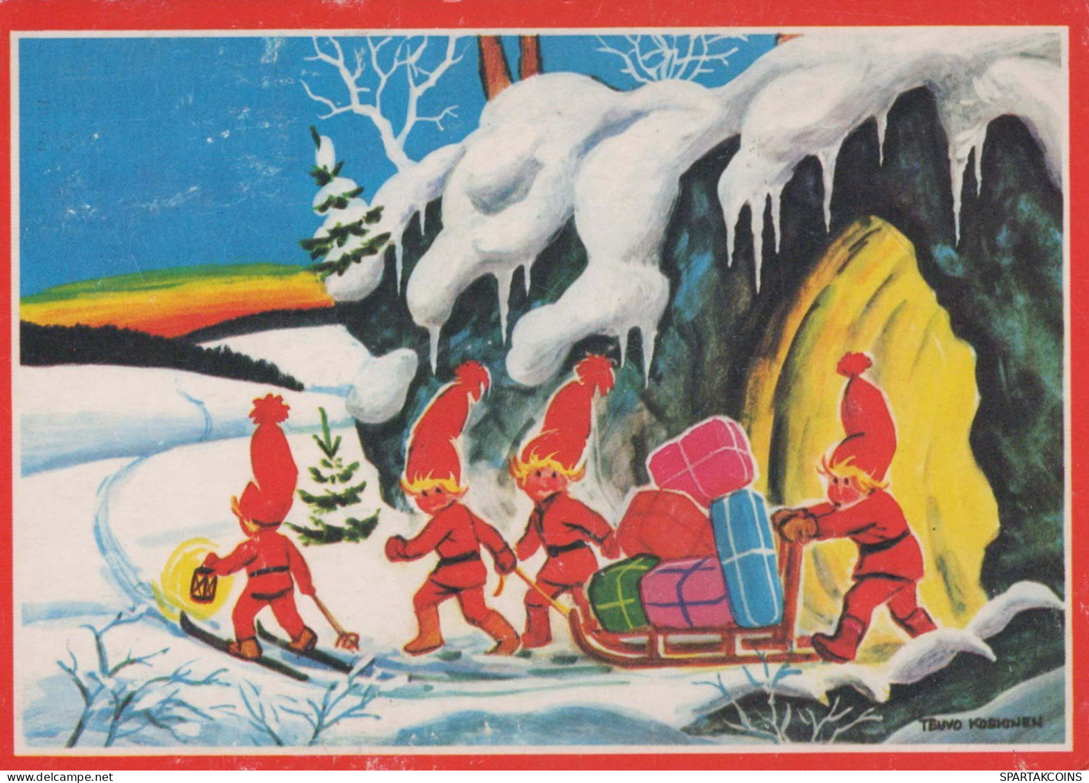 SANTA CLAUS Happy New Year Christmas GNOME Vintage Postcard CPSM #PBM024.A - Santa Claus