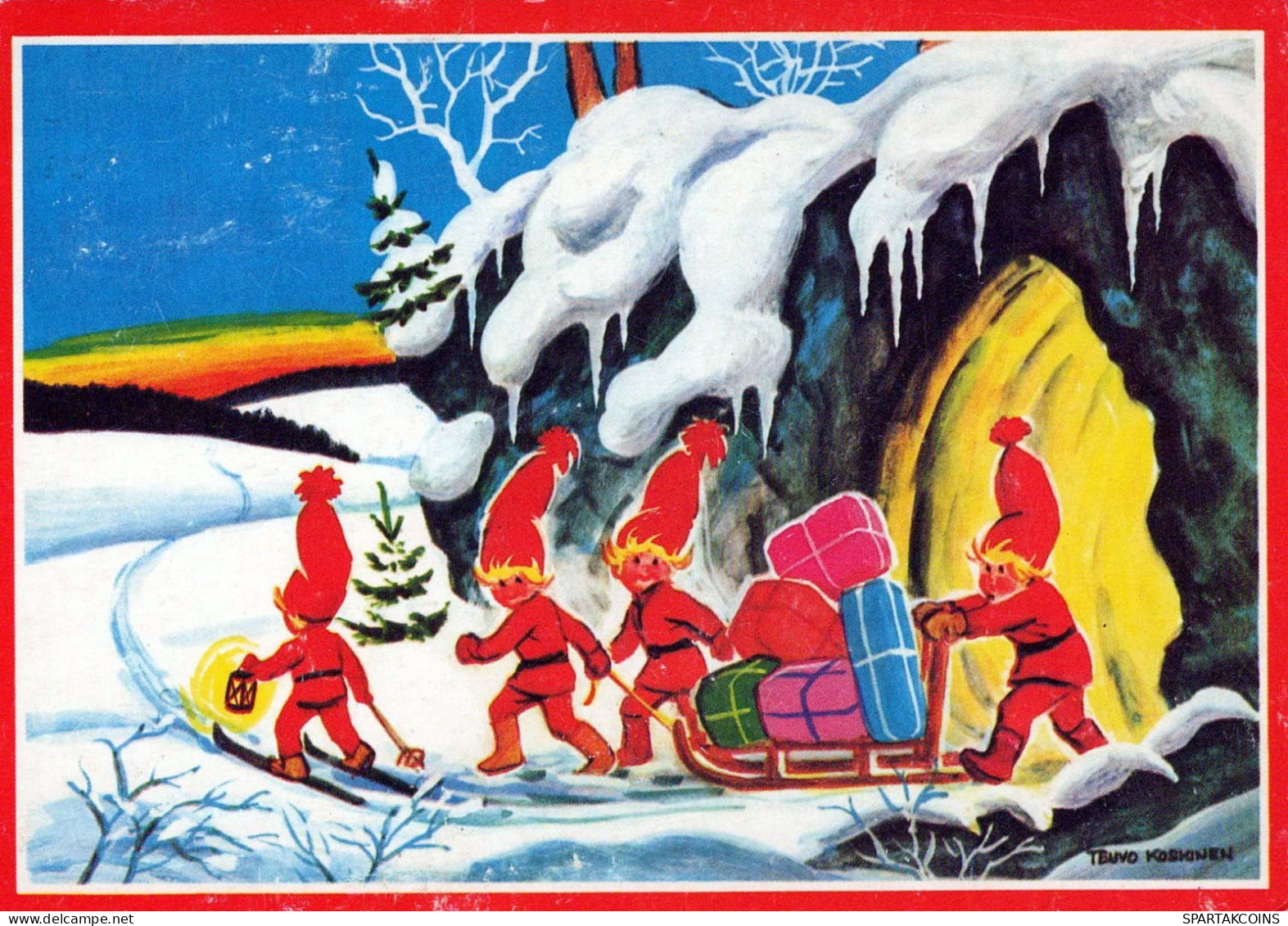 SANTA CLAUS Happy New Year Christmas GNOME Vintage Postcard CPSM #PBM024.A - Santa Claus