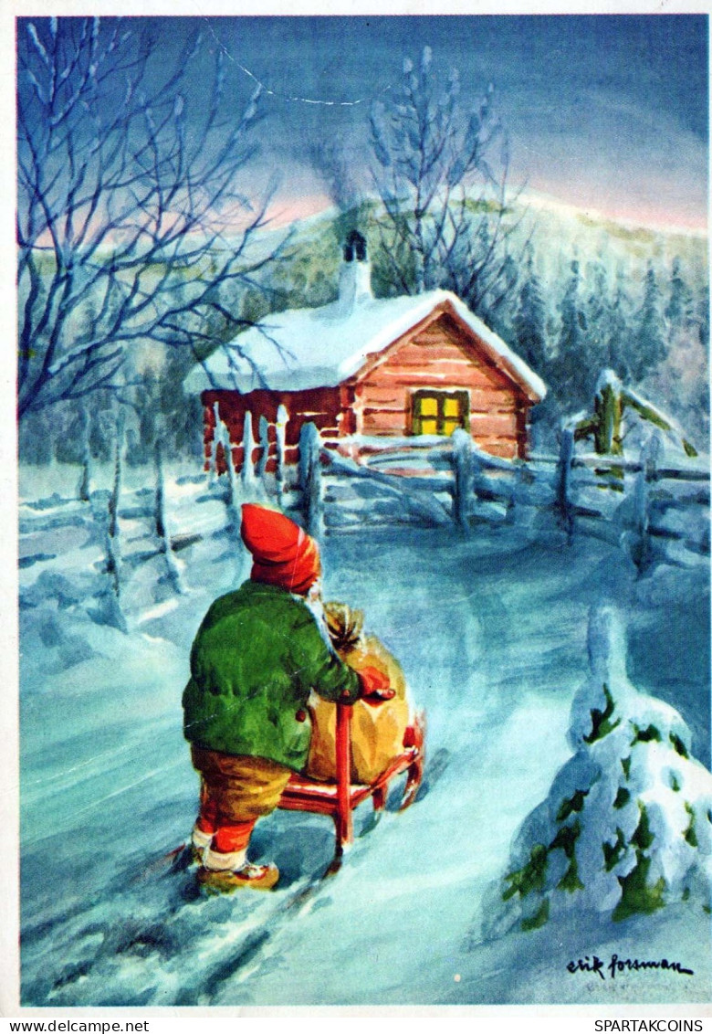 WEIHNACHTSMANN SANTA CLAUS Neujahr Weihnachten GNOME Vintage Ansichtskarte Postkarte CPSM #PBL972.A - Santa Claus