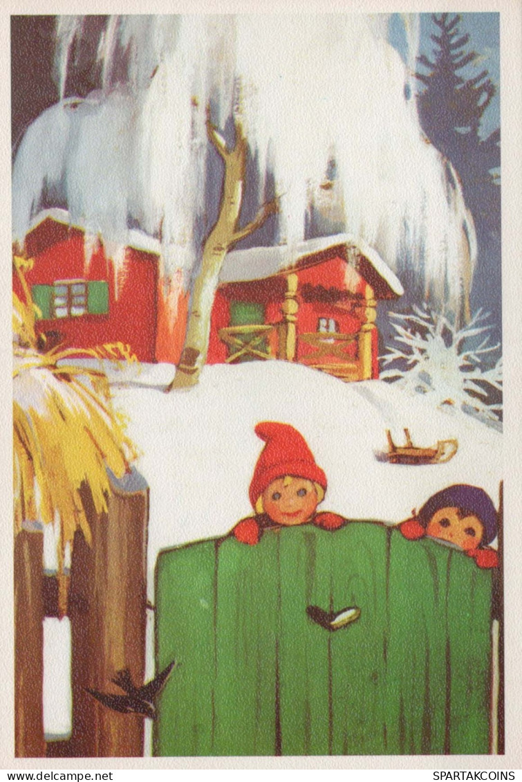 BABBO NATALE Buon Anno Natale GNOME Vintage Cartolina CPSM #PBL975.A - Santa Claus