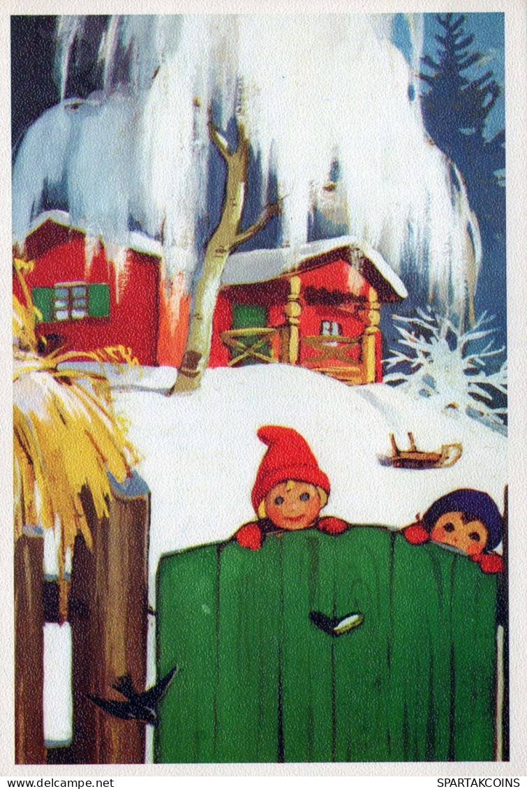 BABBO NATALE Buon Anno Natale GNOME Vintage Cartolina CPSM #PBL975.A - Santa Claus