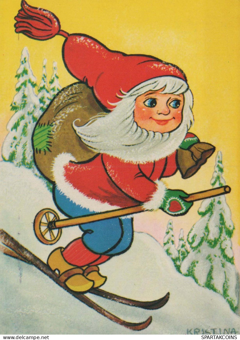 PAPÁ NOEL Feliz Año Navidad GNOMO Vintage Tarjeta Postal CPSM #PBL914.A - Santa Claus