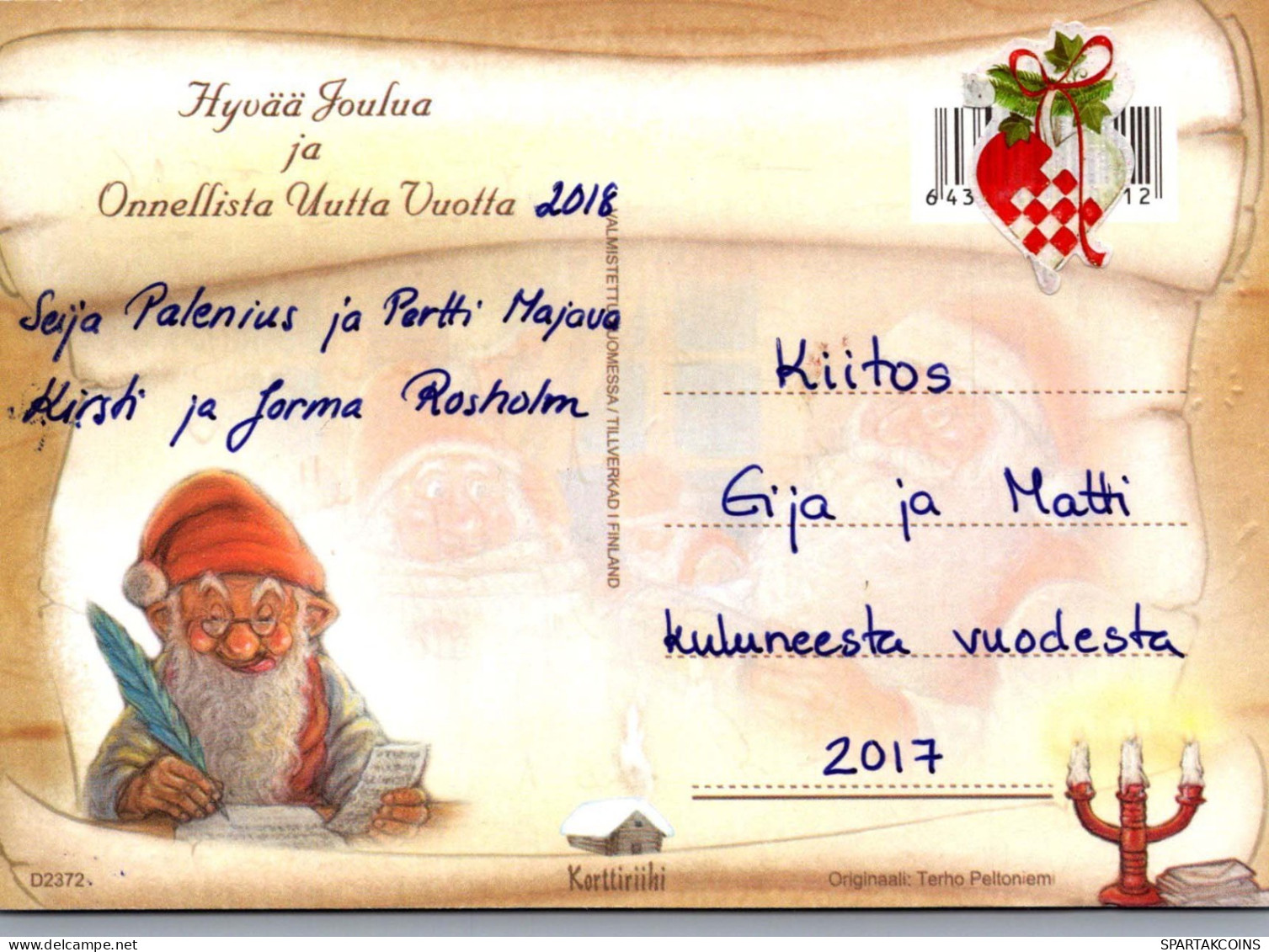 PÈRE NOËL Bonne Année Noël GNOME Vintage Carte Postale CPSM #PBL846.A - Santa Claus