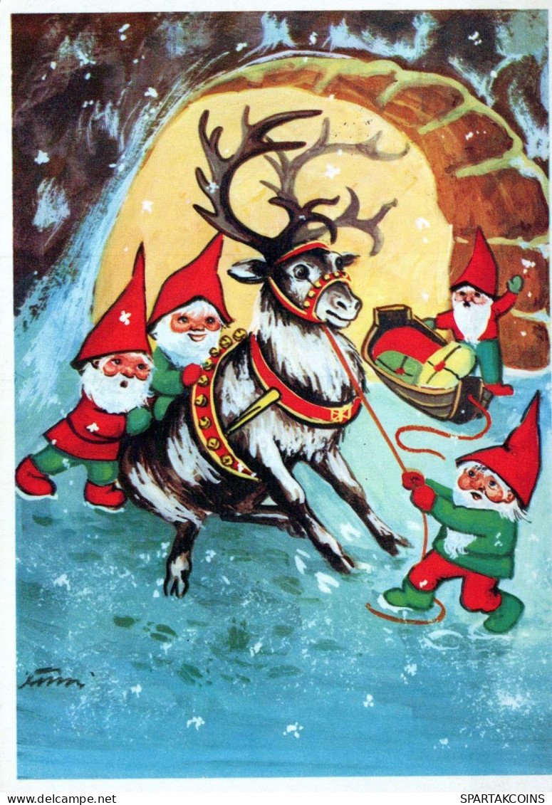 PAPÁ NOEL Feliz Año Navidad GNOMO Vintage Tarjeta Postal CPSM #PBL729.A - Santa Claus