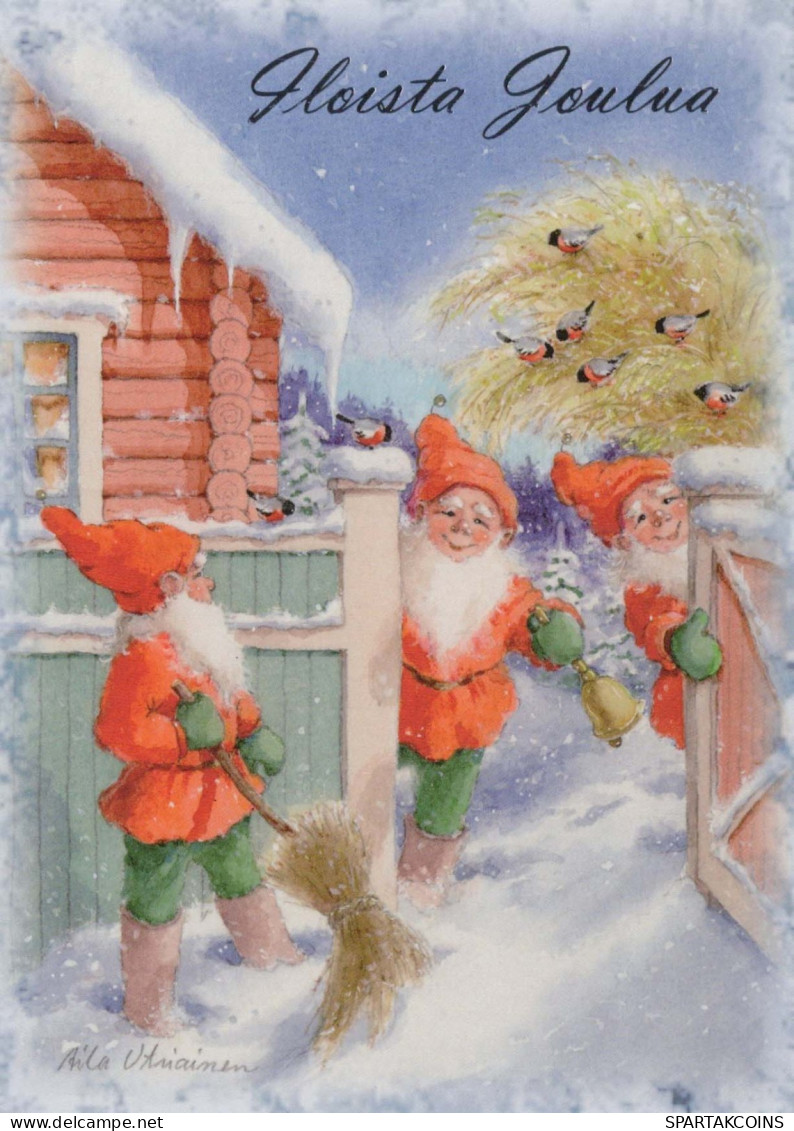 PAPÁ NOEL Feliz Año Navidad GNOMO Vintage Tarjeta Postal CPSM #PBL614.A - Santa Claus