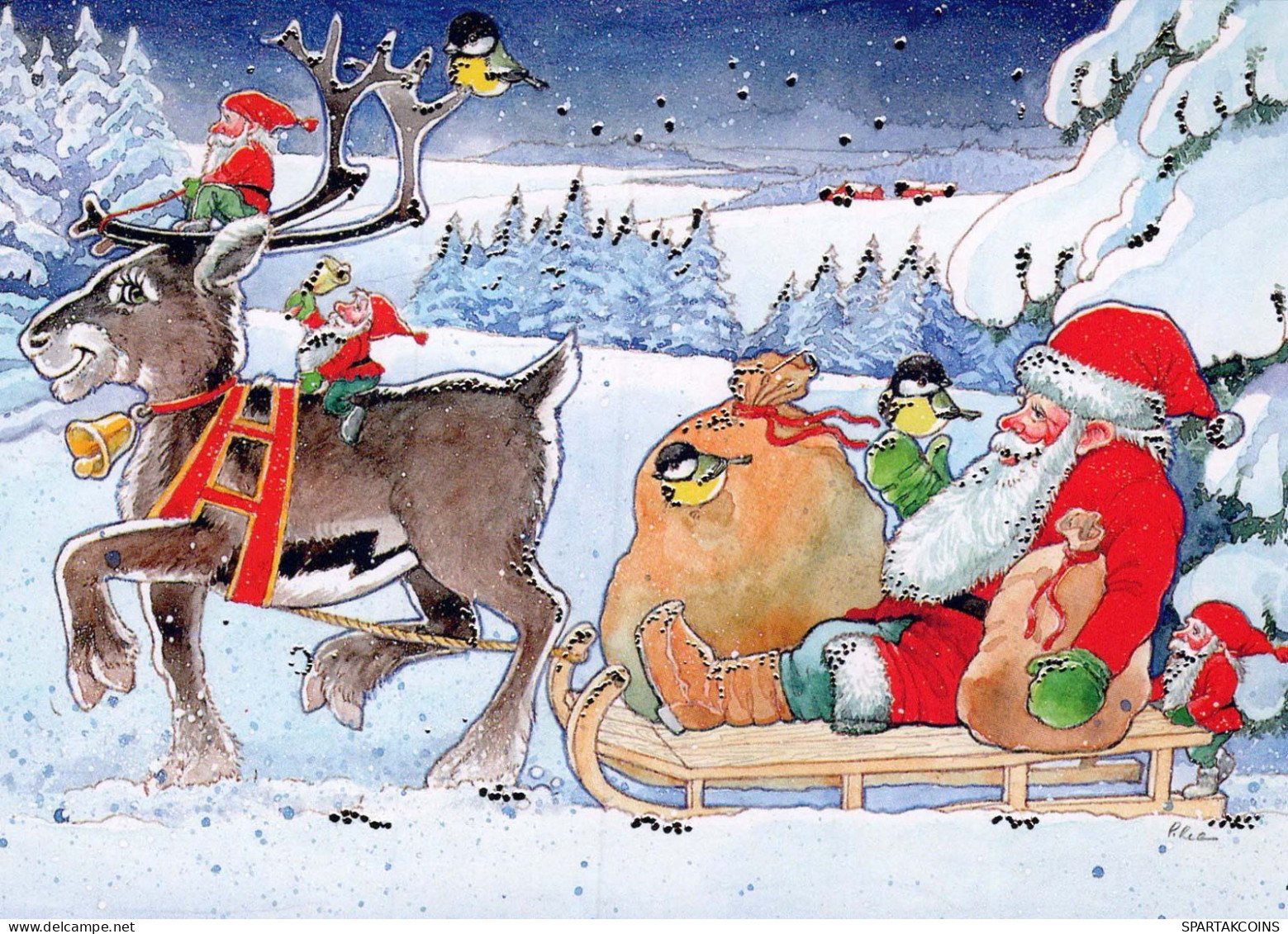 PÈRE NOËL Bonne Année Noël Vintage Carte Postale CPSM #PBL551.A - Santa Claus
