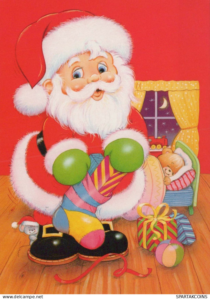PAPÁ NOEL Feliz Año Navidad Vintage Tarjeta Postal CPSM #PBL389.A - Santa Claus