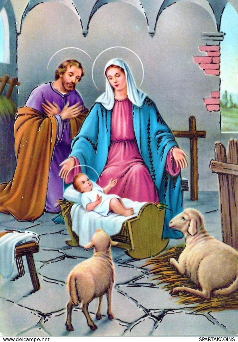Vergine Maria Madonna Gesù Bambino Natale Religione Vintage Cartolina CPSM #PBB769.A - Virgen Mary & Madonnas