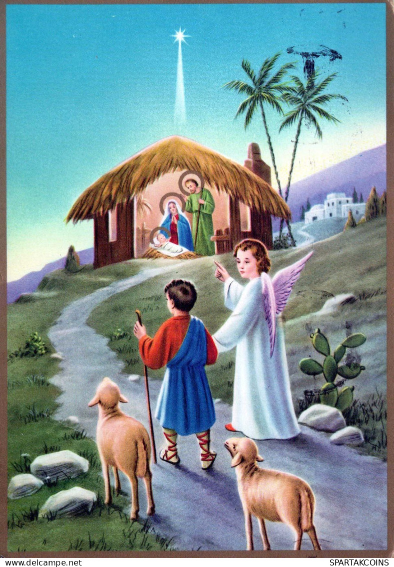 Vergine Maria Madonna Gesù Bambino Natale Religione Vintage Cartolina CPSM #PBB734.A - Virgen Mary & Madonnas