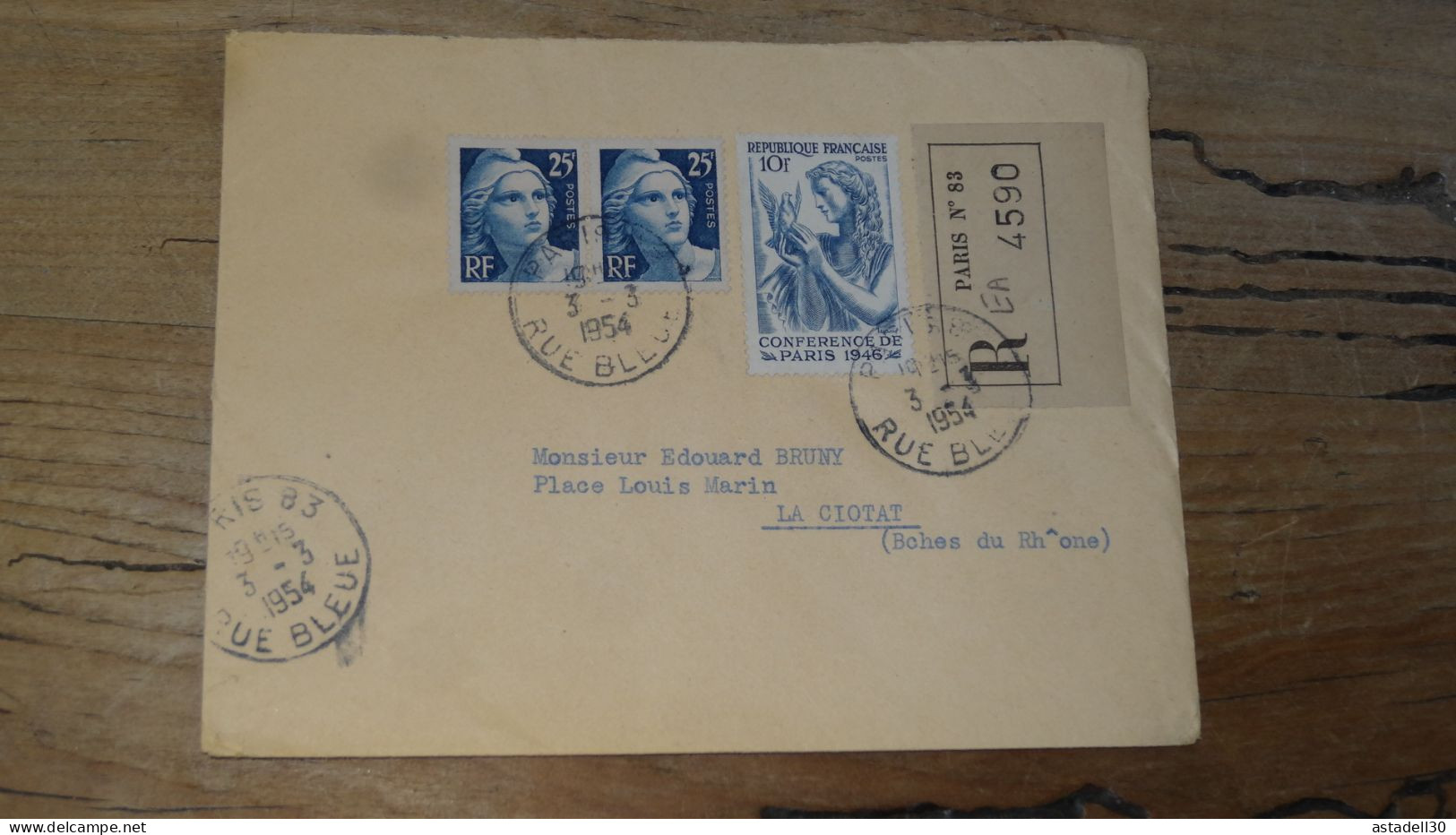 Enveloppe Recommandée PARIS Pour LA CIOTAT - 1954  ............BOITE1.......... 473 - 1921-1960: Période Moderne