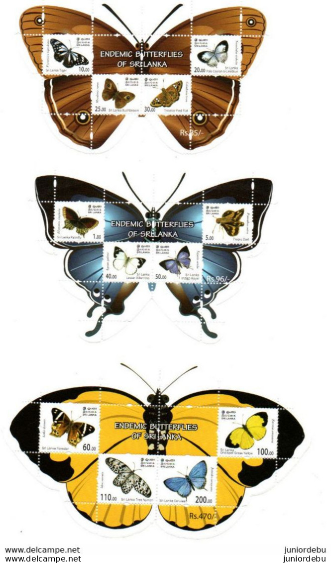 Sri Lanka - 2022   Insects -Endemic Butterflies Of Sri Lanka - Set Of 3 Miniature Sheets - MNH ( CP520 ) (OL 22/02/2023) - Sri Lanka (Ceilán) (1948-...)