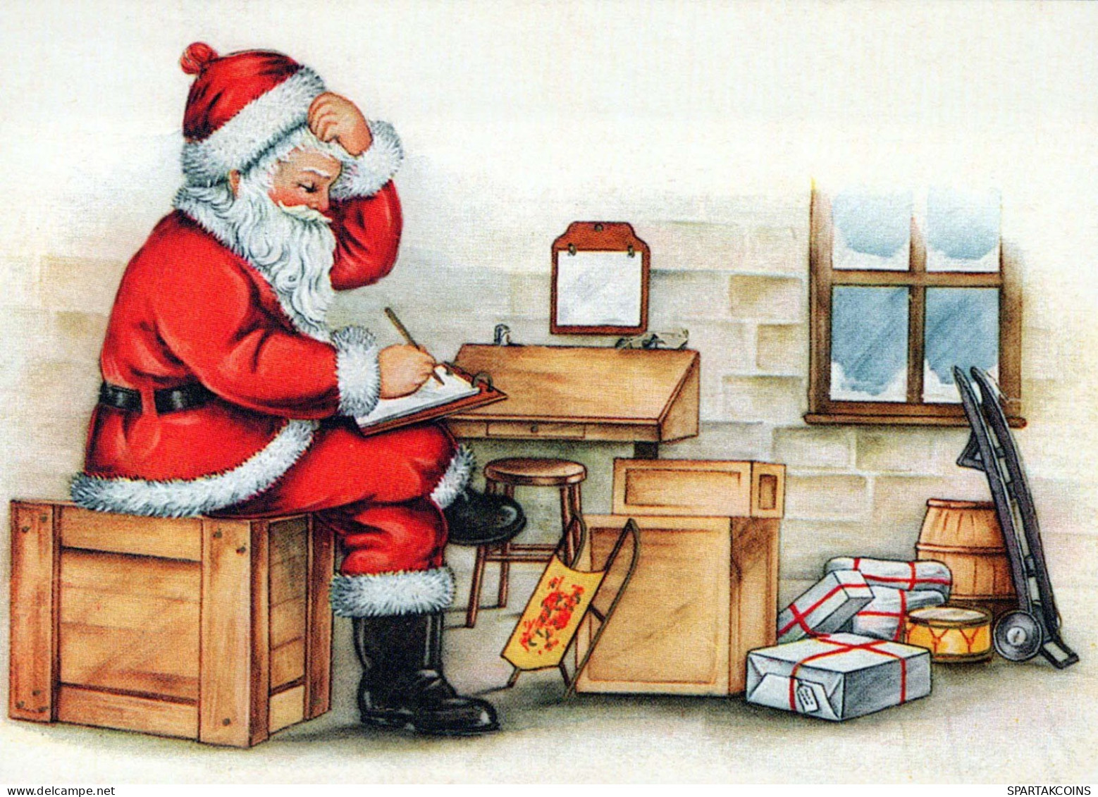 PAPÁ NOEL Feliz Año Navidad Vintage Tarjeta Postal CPSM #PBB068.A - Santa Claus