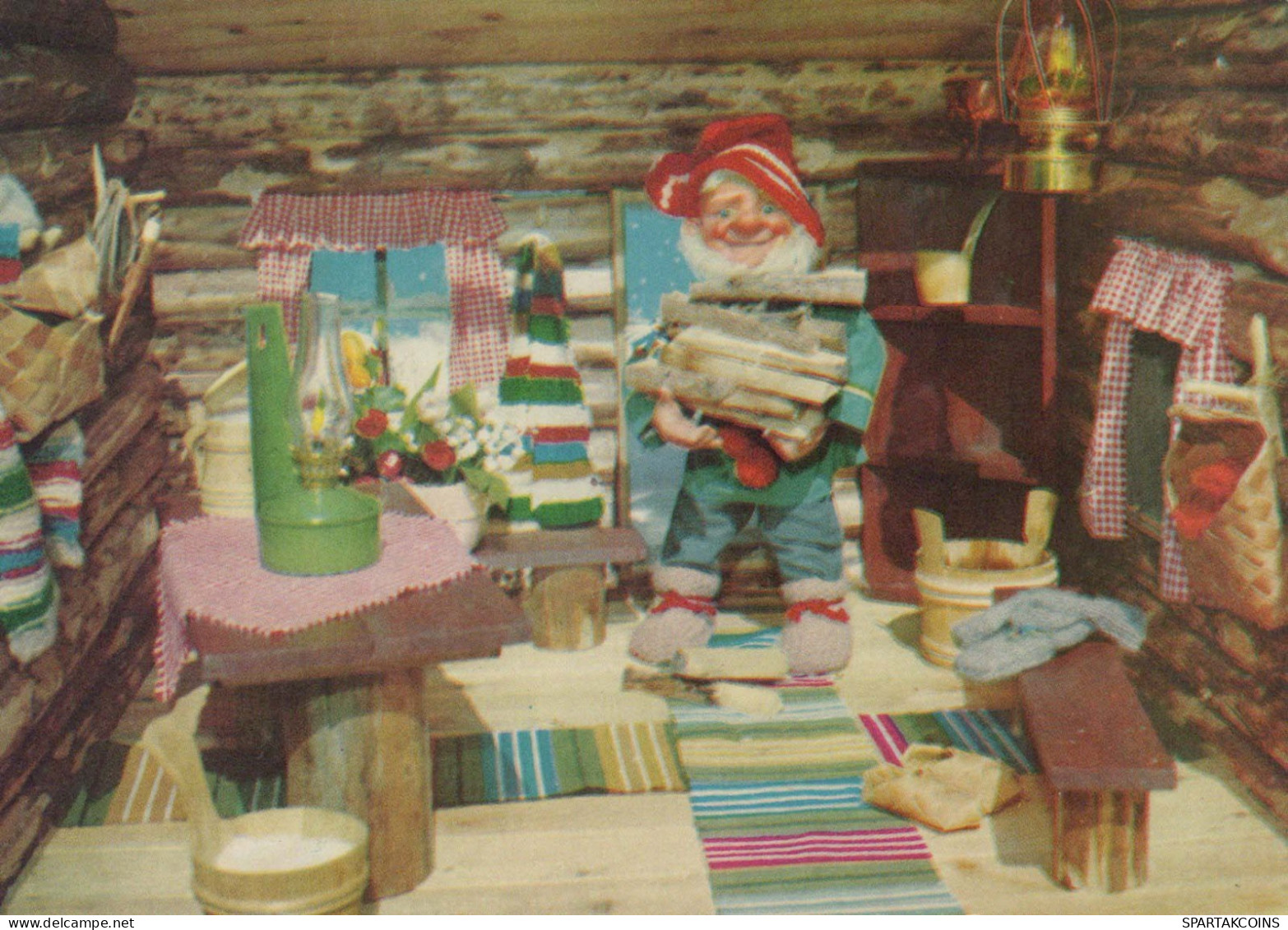PAPÁ NOEL Feliz Año Navidad GNOMO Vintage Tarjeta Postal CPSM #PBA982.A - Santa Claus