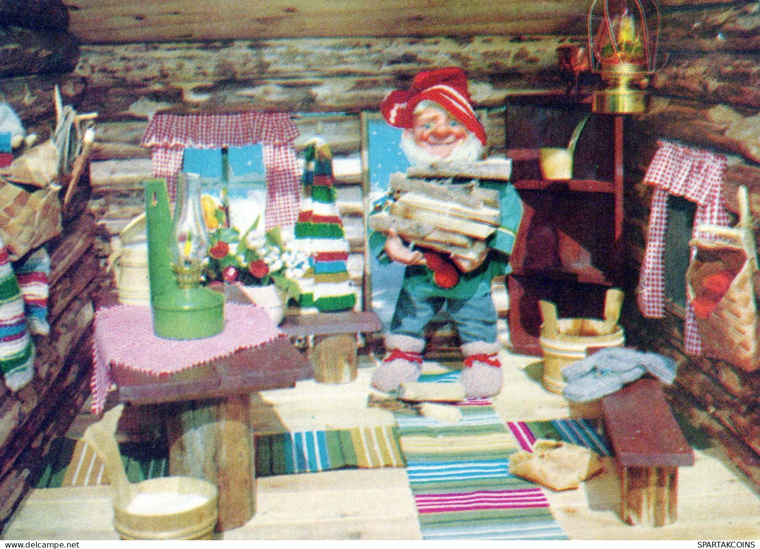 PAPÁ NOEL Feliz Año Navidad GNOMO Vintage Tarjeta Postal CPSM #PBA982.A - Santa Claus