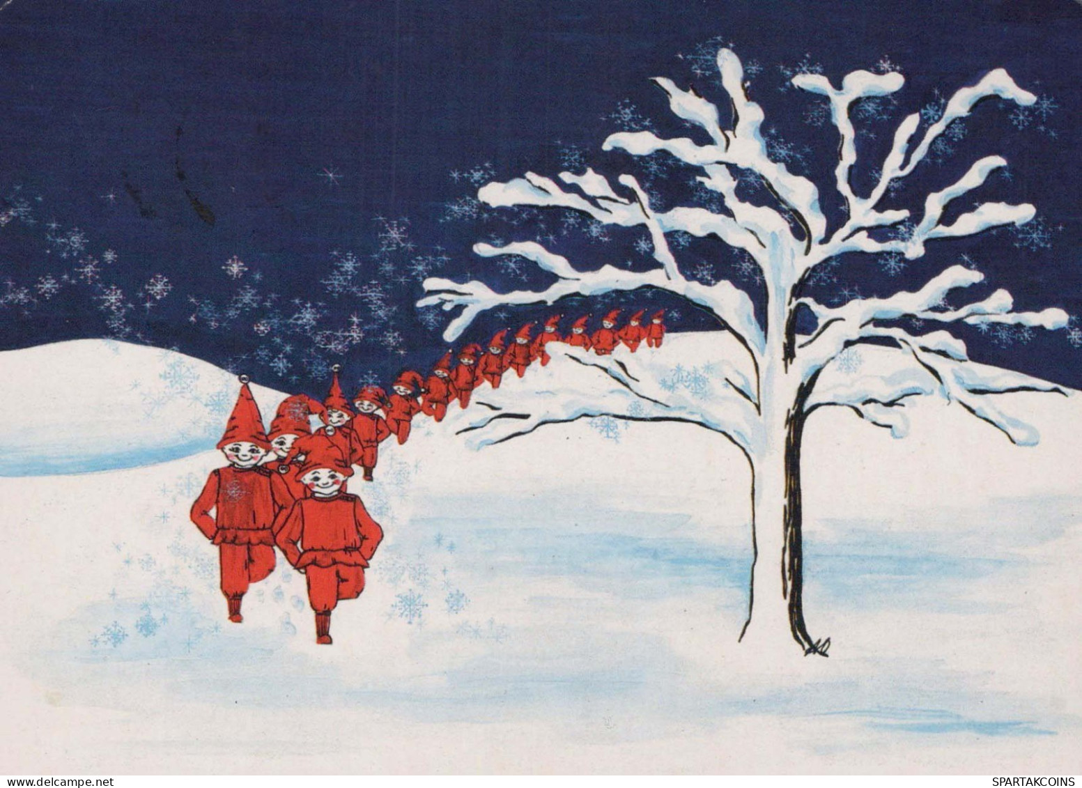BABBO NATALE Buon Anno Natale GNOME Vintage Cartolina CPSM #PBA913.A - Santa Claus