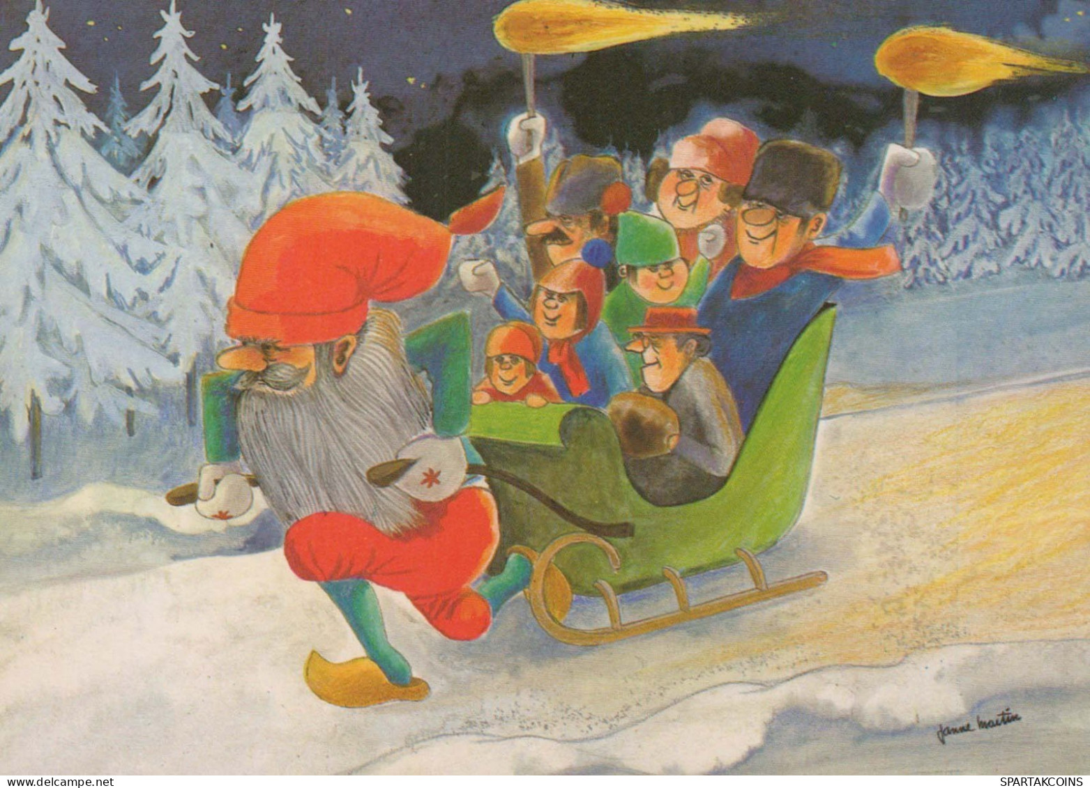 PAPÁ NOEL Feliz Año Navidad GNOMO Vintage Tarjeta Postal CPSM #PBA947.A - Santa Claus