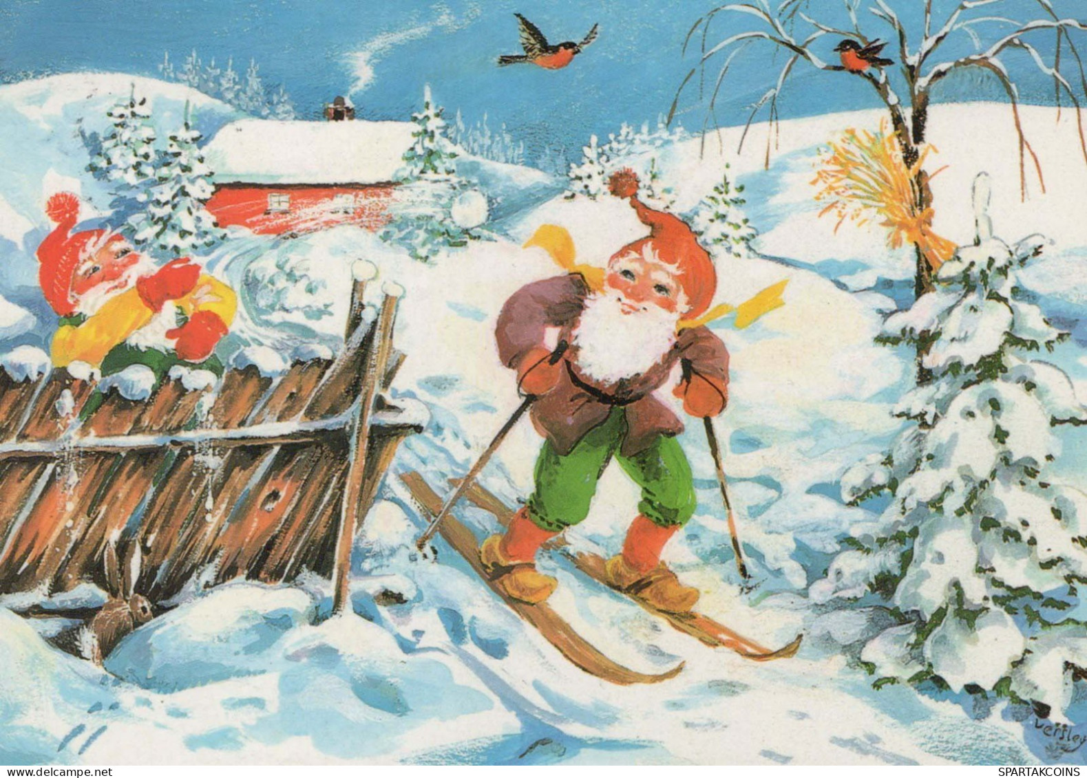 WEIHNACHTSMANN SANTA CLAUS Neujahr Weihnachten GNOME Vintage Ansichtskarte Postkarte CPSM #PBA935.A - Kerstman