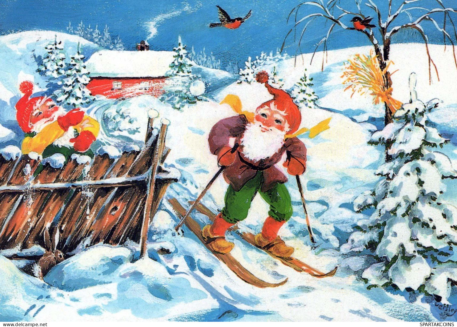 WEIHNACHTSMANN SANTA CLAUS Neujahr Weihnachten GNOME Vintage Ansichtskarte Postkarte CPSM #PBA935.A - Santa Claus