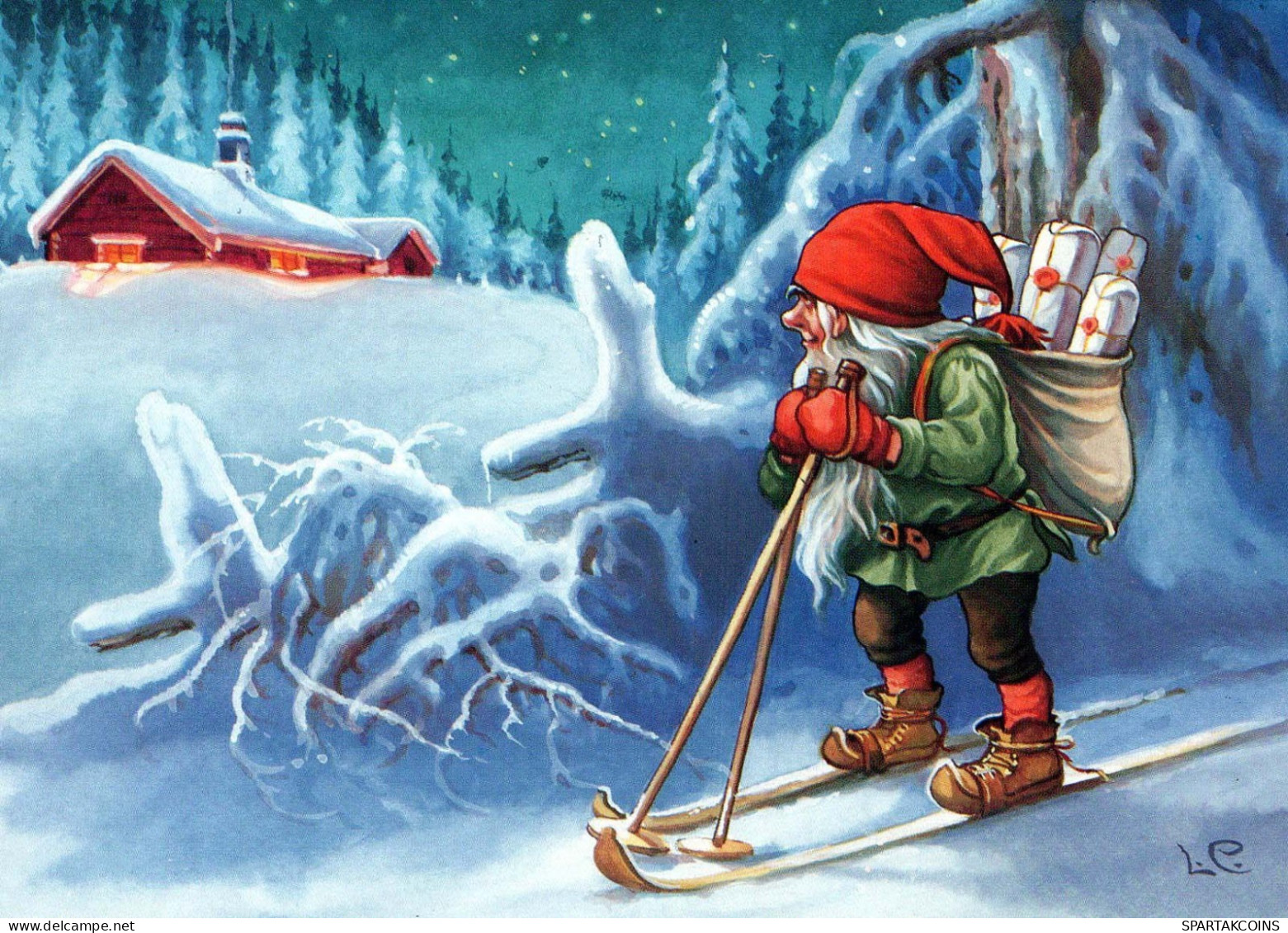BABBO NATALE Buon Anno Natale GNOME Vintage Cartolina CPSM #PBA743.A - Santa Claus