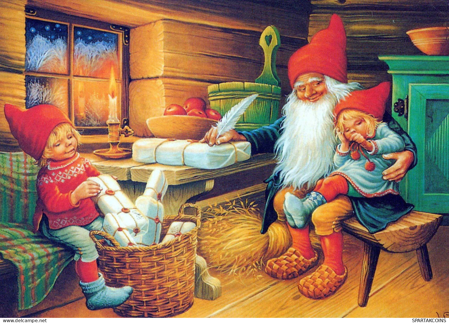 PÈRE NOËL Bonne Année Noël GNOME Vintage Carte Postale CPSM #PBA689.A - Santa Claus