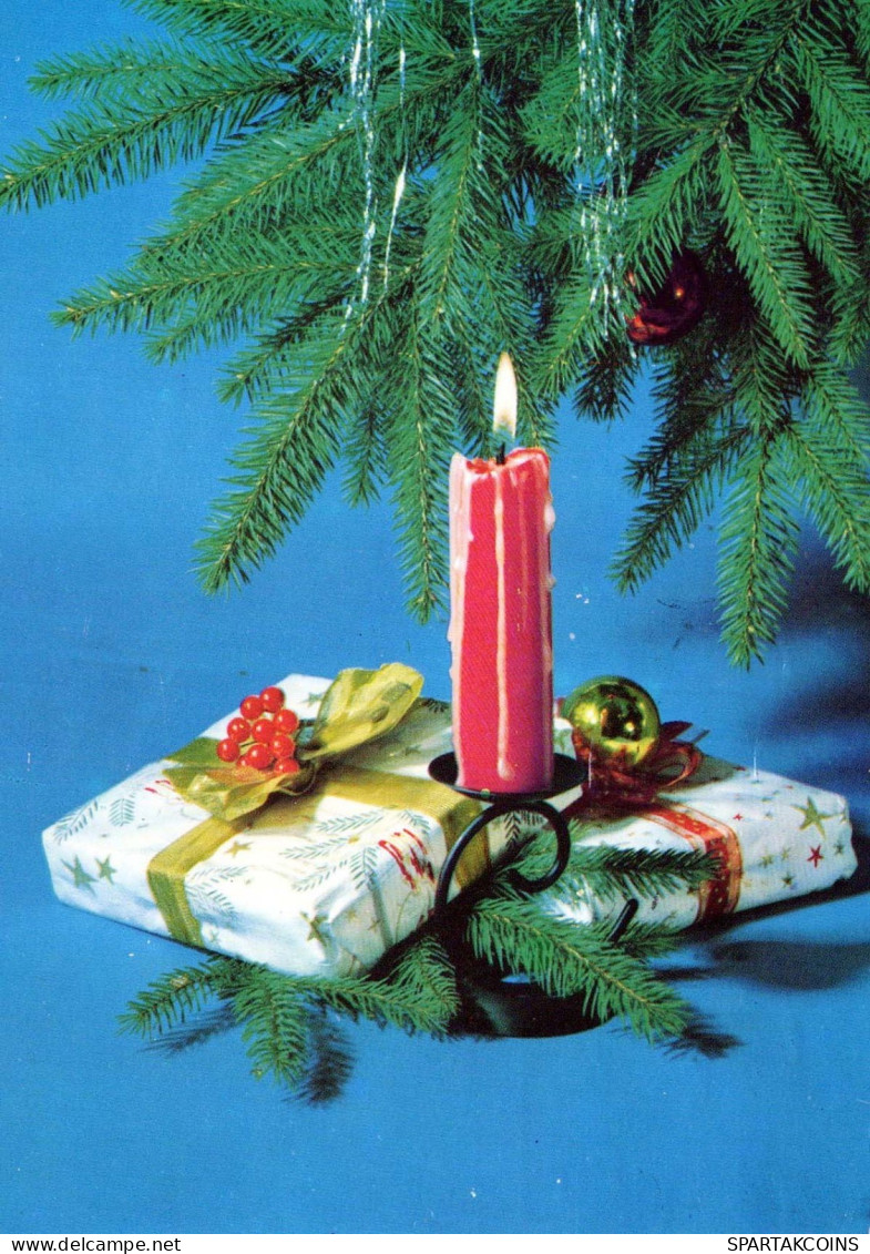 Feliz Año Navidad VELA Vintage Tarjeta Postal CPSM #PAZ976.A - New Year
