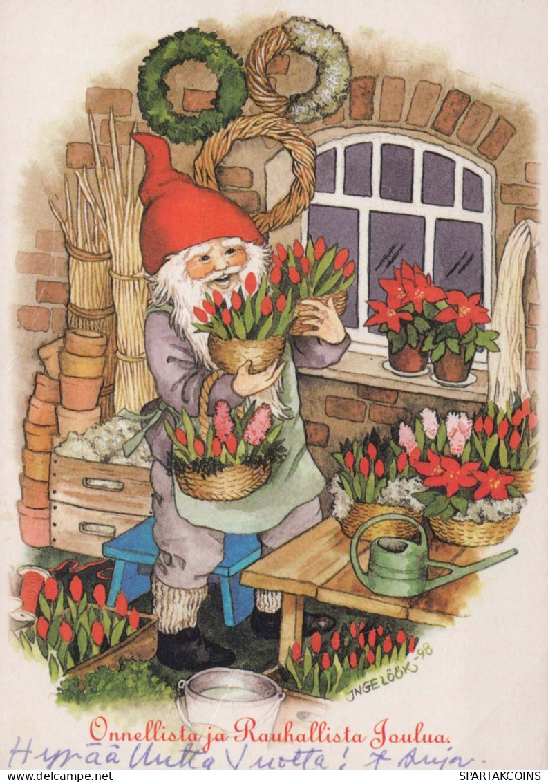 PÈRE NOËL Bonne Année Noël GNOME Vintage Carte Postale CPSM #PAZ903.A - Santa Claus