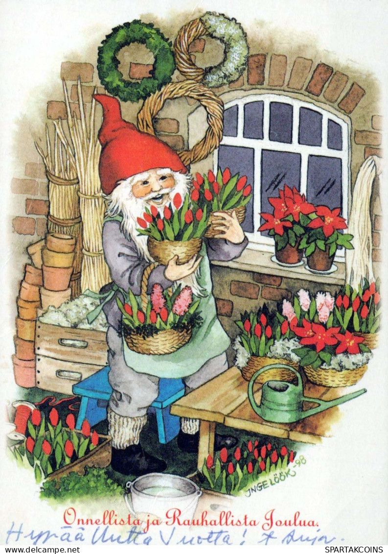 PÈRE NOËL Bonne Année Noël GNOME Vintage Carte Postale CPSM #PAZ903.A - Santa Claus