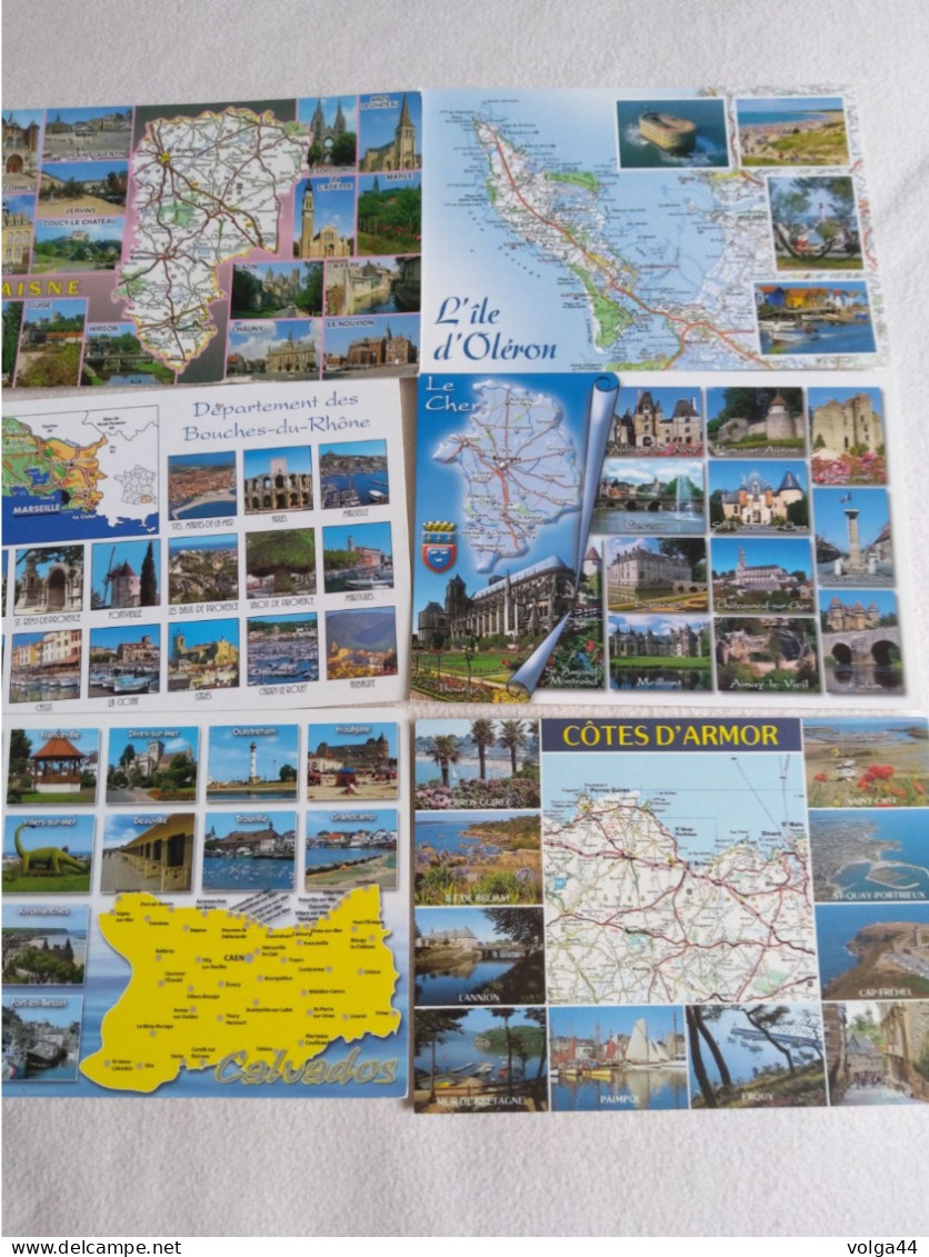 LOT DE 15  CP - Cartes Géographiques  -Contours De Départements  - Non Ecrites - 5 - 99 Postcards