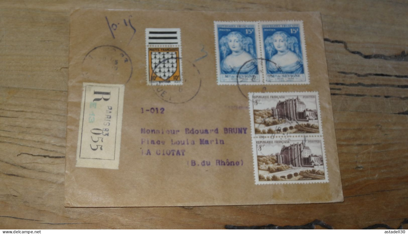 Enveloppe Recommandée PARIS Pour LA CIOTAT - 1948  ............BOITE1.......... 475 - 1921-1960: Période Moderne