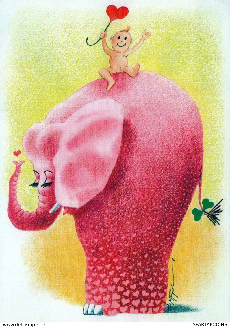 ELEFANTE Animales Vintage Tarjeta Postal CPSM #PBS756.A - Éléphants