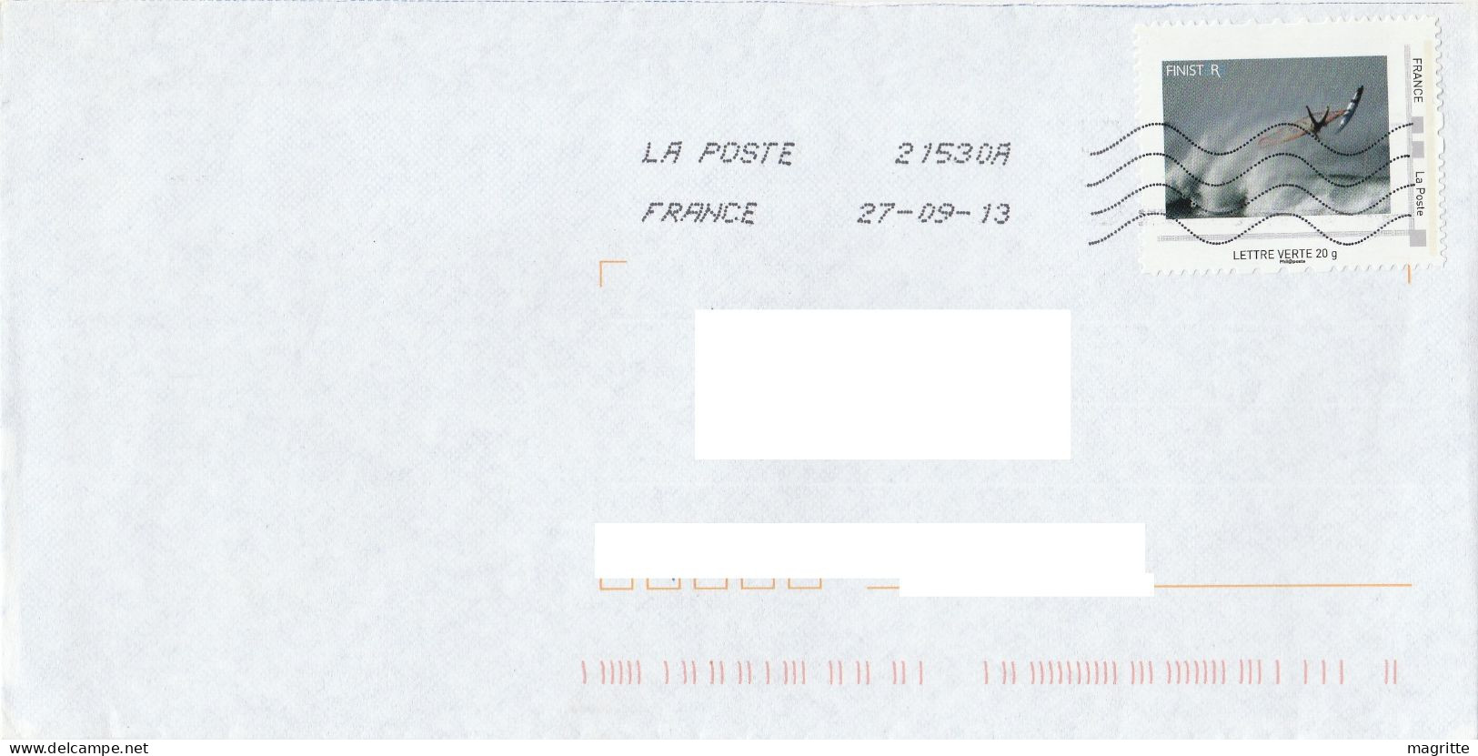 France Mon TimbraMoi Finist 'R Sur Lettre Planche à Voile Rare Windsurf Travelled Letter - Collectors