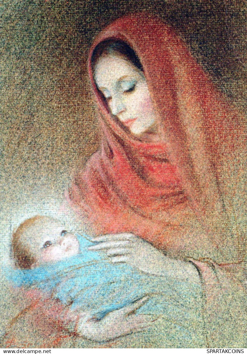 Vergine Maria Madonna Gesù Bambino Natale Religione Vintage Cartolina CPSM #PBP944.A - Vierge Marie & Madones
