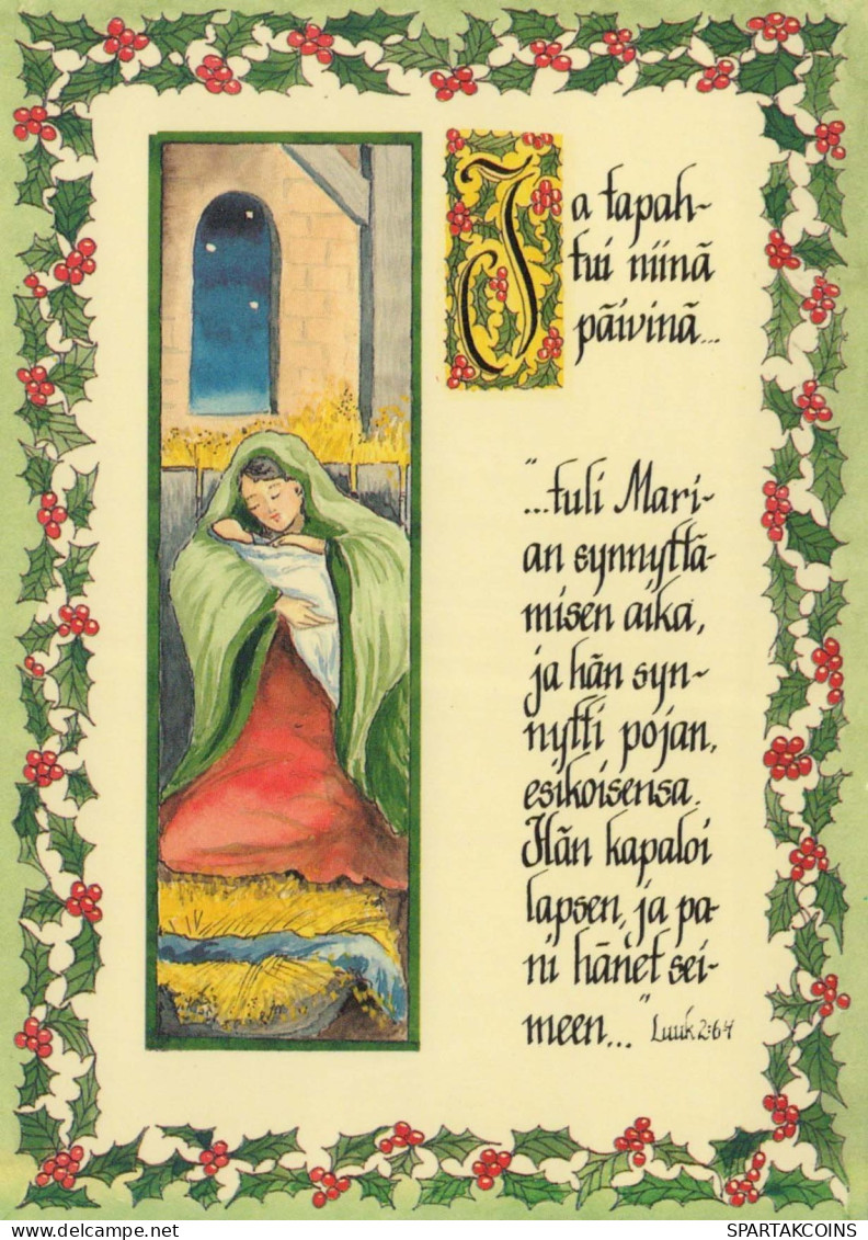 Vierge Marie Madone Bébé JÉSUS Noël Religion Vintage Carte Postale CPSM #PBP925.A - Jungfräuliche Marie Und Madona