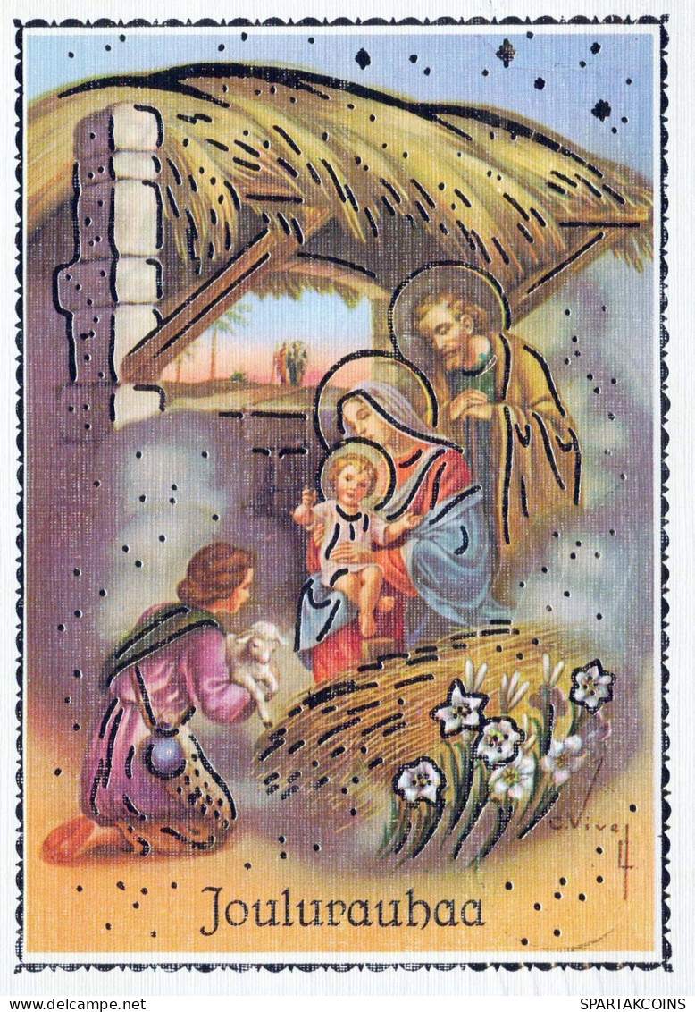 Jungfrau Maria Madonna Jesuskind Weihnachten Religion Vintage Ansichtskarte Postkarte CPSM #PBP816.A - Vierge Marie & Madones