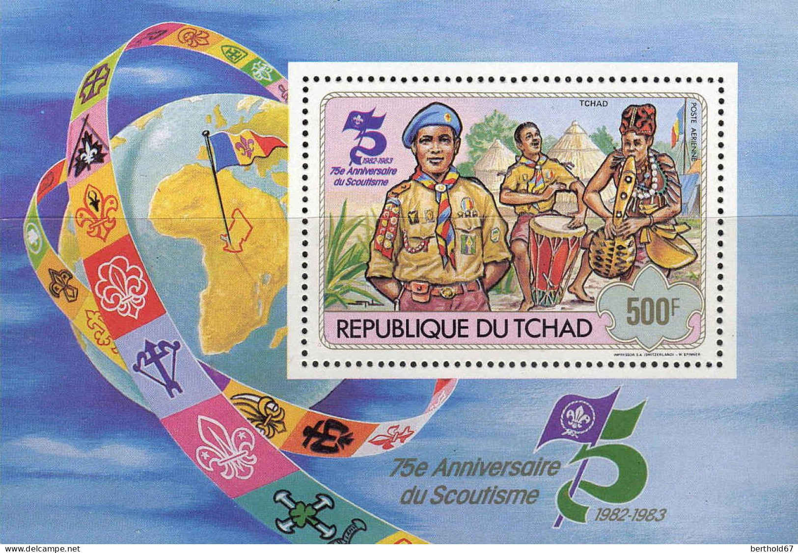 Tchad (Rep) Bloc N** Yv:35 Mi:98A 75.Anniversaire Du Scoutisme - Tschad (1960-...)