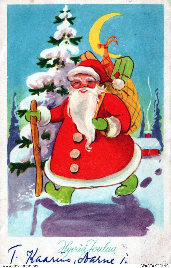 SANTA CLAUS Happy New Year Christmas Vintage Postcard CPSMPF #PKG379.A - Kerstman