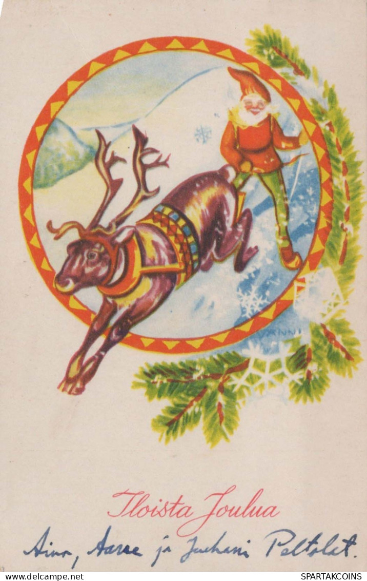 Feliz Año Navidad CIERVOS Vintage Tarjeta Postal CPSMPF #PKG440.A - Nieuwjaar