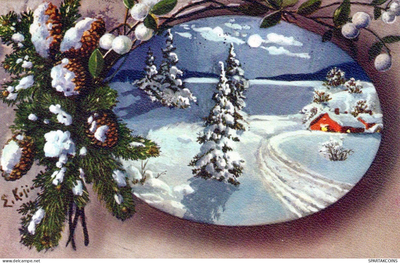 Feliz Año Navidad Vintage Tarjeta Postal CPSMPF #PKG210.A - Nieuwjaar