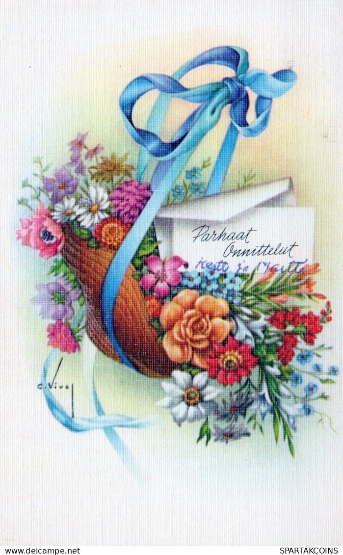 FLORES Vintage Tarjeta Postal CPSMPF #PKG055.A - Flowers