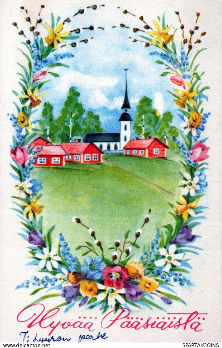 PASQUA CHIESA Vintage Cartolina CPA #PKE253.A - Pâques