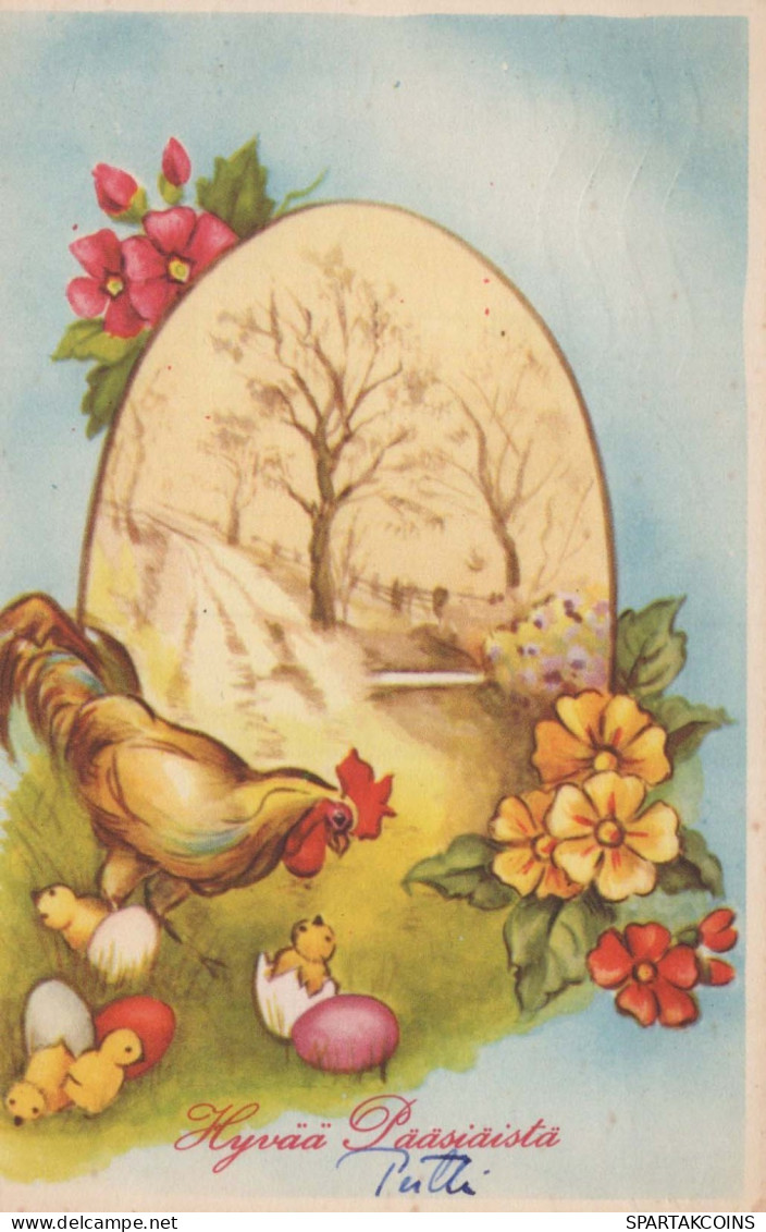 OSTERN HUHN EI Vintage Ansichtskarte Postkarte CPA #PKE065.A - Easter