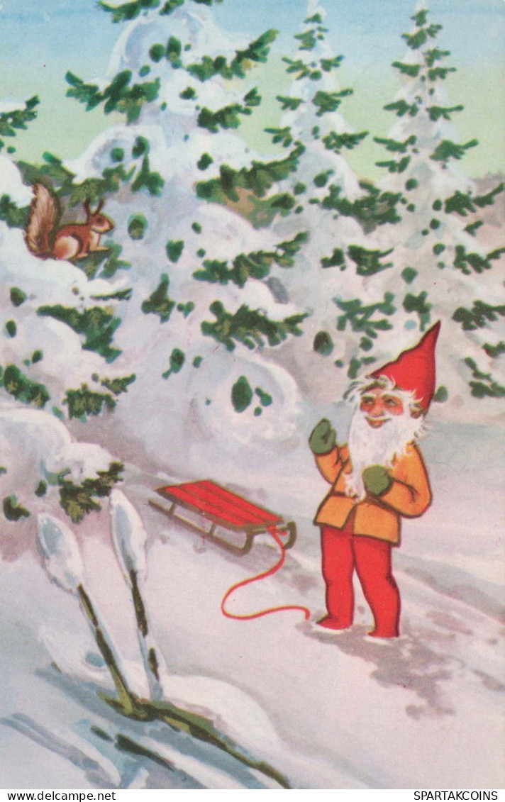 PÈRE NOËL Bonne Année Noël GNOME Vintage Carte Postale CPSMPF #PKD893.A - Santa Claus