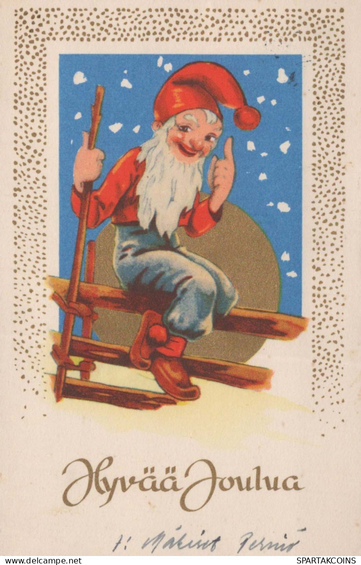 WEIHNACHTSMANN SANTA CLAUS Neujahr Weihnachten GNOME Vintage Ansichtskarte Postkarte CPSMPF #PKD989.A - Kerstman