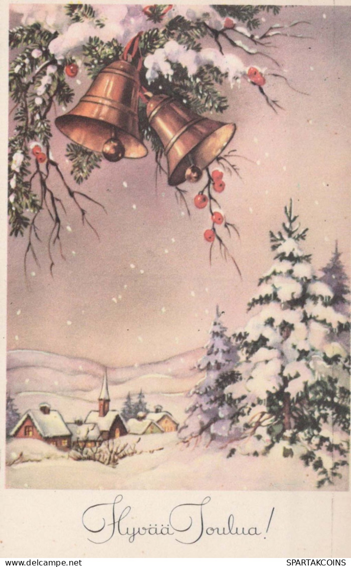 Bonne Année Noël CLOCHE Vintage Carte Postale CPSMPF #PKD513.A - Nieuwjaar