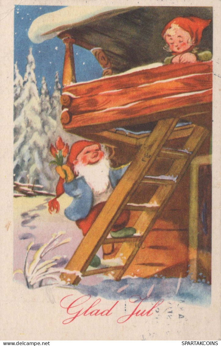 BABBO NATALE Buon Anno Natale GNOME Vintage Cartolina CPSMPF #PKD472.A - Kerstman